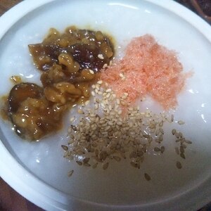 焼き鮭と梅昆布茶のオートミール粥